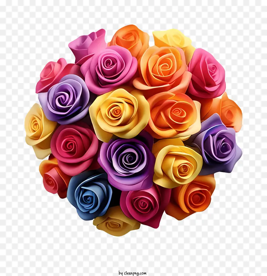 мультфильм，разноцветные розы PNG
