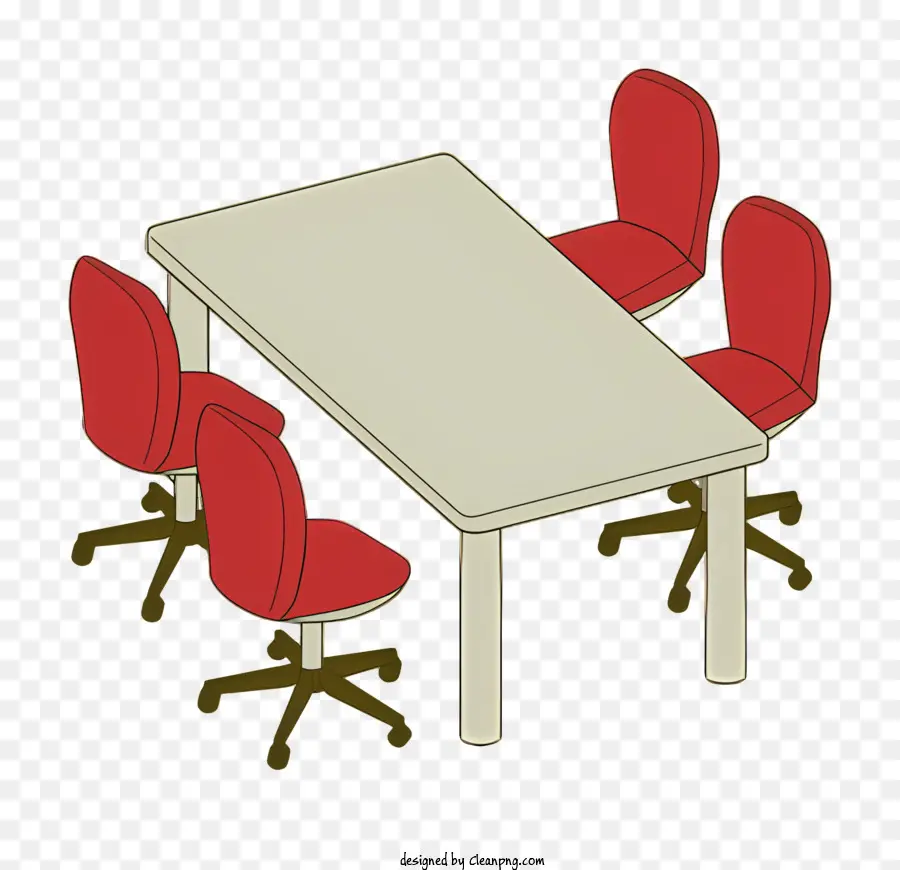 Стол со стульями，Красные амортизированные сиденья PNG