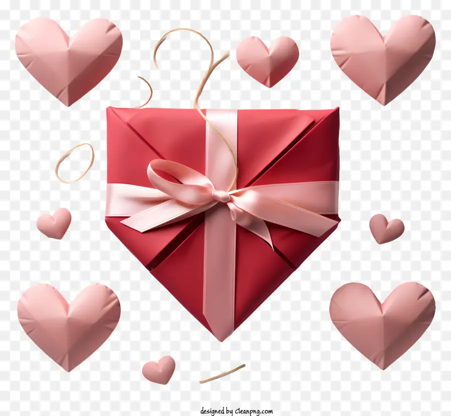 конверт，розовая коробка в форме сердца PNG