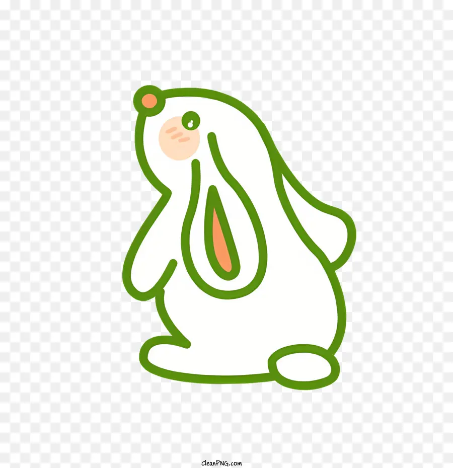 Белый Кролик，зеленый хвост PNG