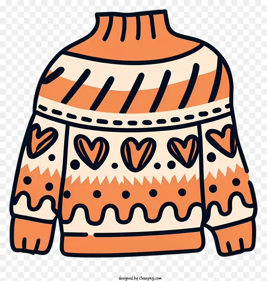 мультфильм，Оранжевый вязаный свитер PNG