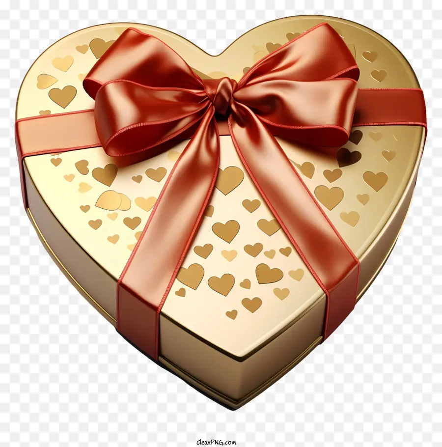 подарочная коробка，коробка в форме золотого сердца PNG