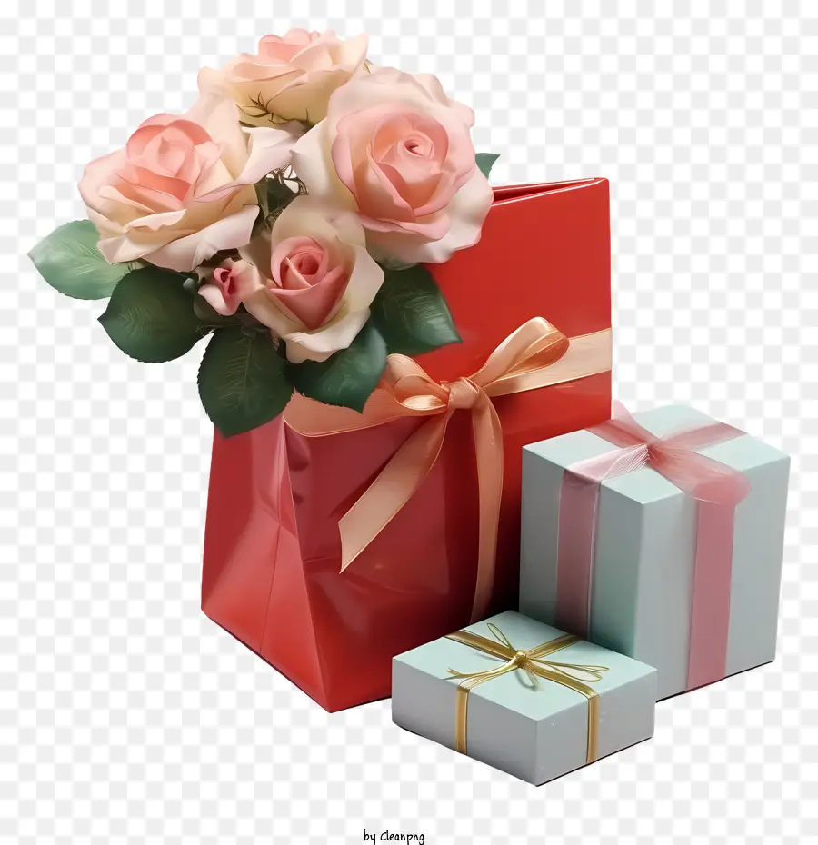 подарочная коробка，Розы PNG