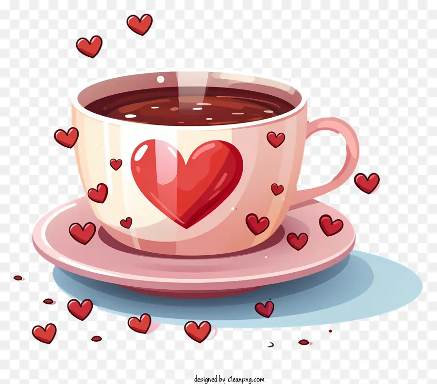 Чашка кофе，Сердца PNG