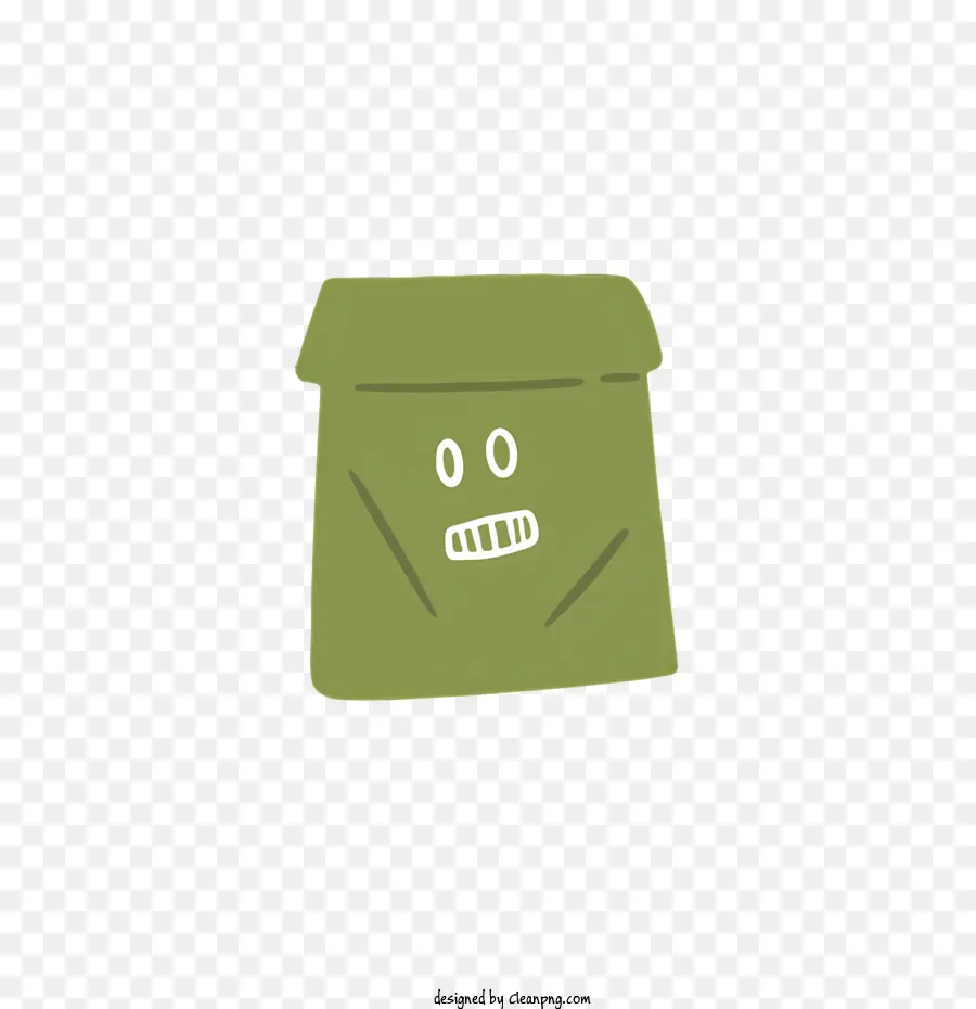 мультфильм лицо，зеленый пластиковый мешок PNG