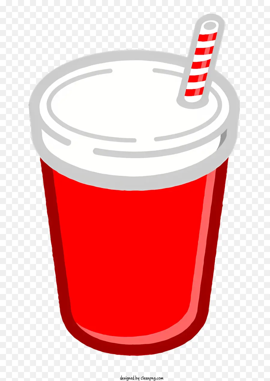 Красная бумажная чашка，полосатая красная и белая солома PNG