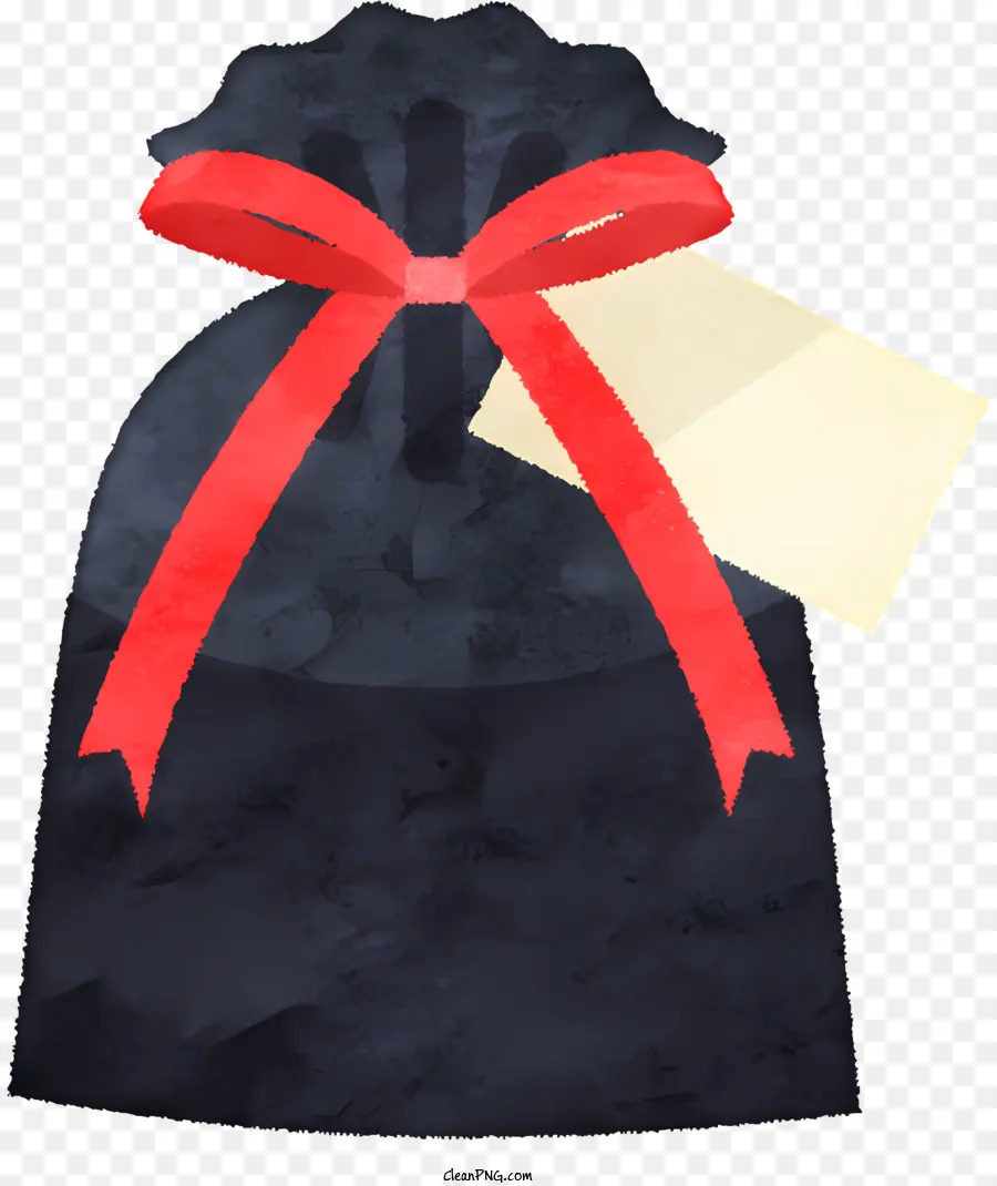 черная сумка с лентой，Красная лента на черной сумке PNG