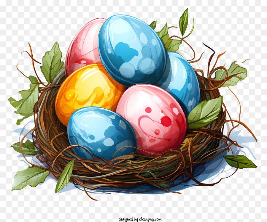 пасхальные яйца，Гнездо PNG