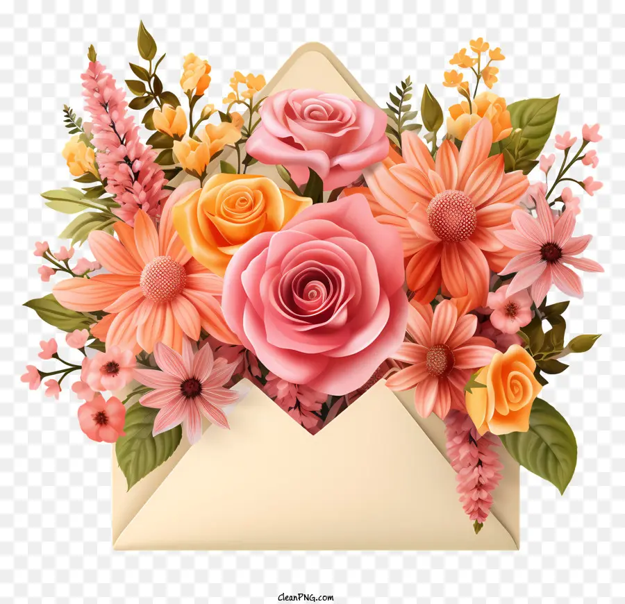 конверт，Bouquet Of Flowers PNG
