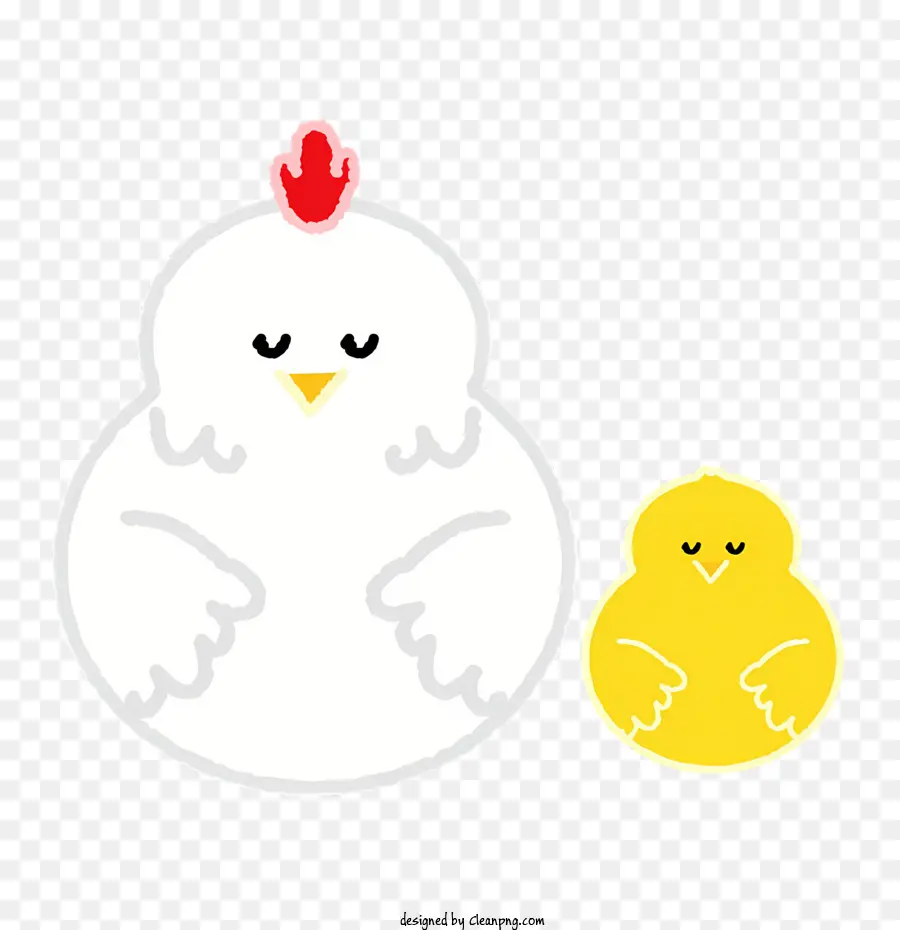 мультфильм курица и цыпочка，Белое пернатое тело PNG