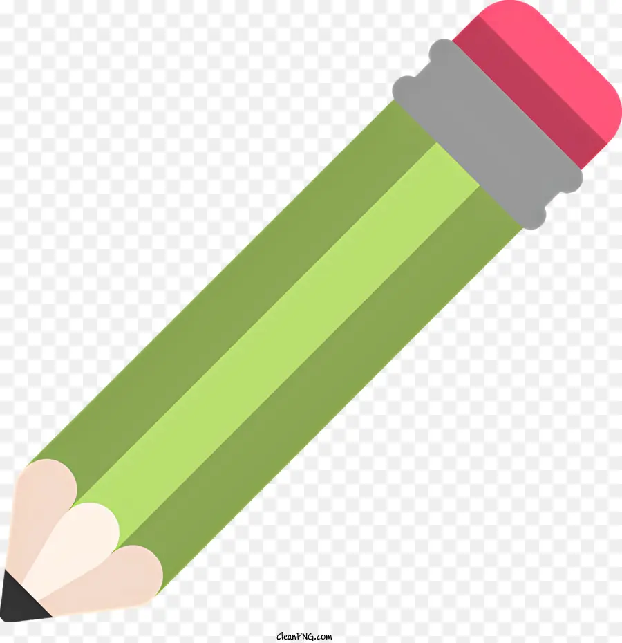 зеленый карандаш，Черный ластик PNG