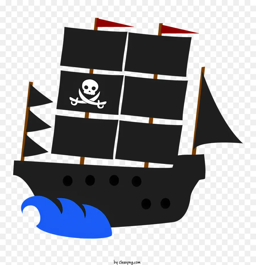 пиратский корабль，череп и скрещенные кости PNG