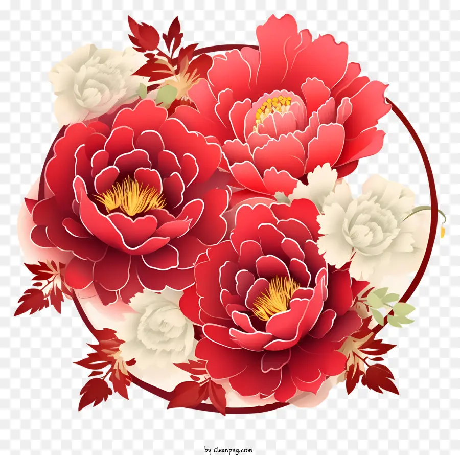 мультфильм китайский Новый год Пион，пион цветок PNG
