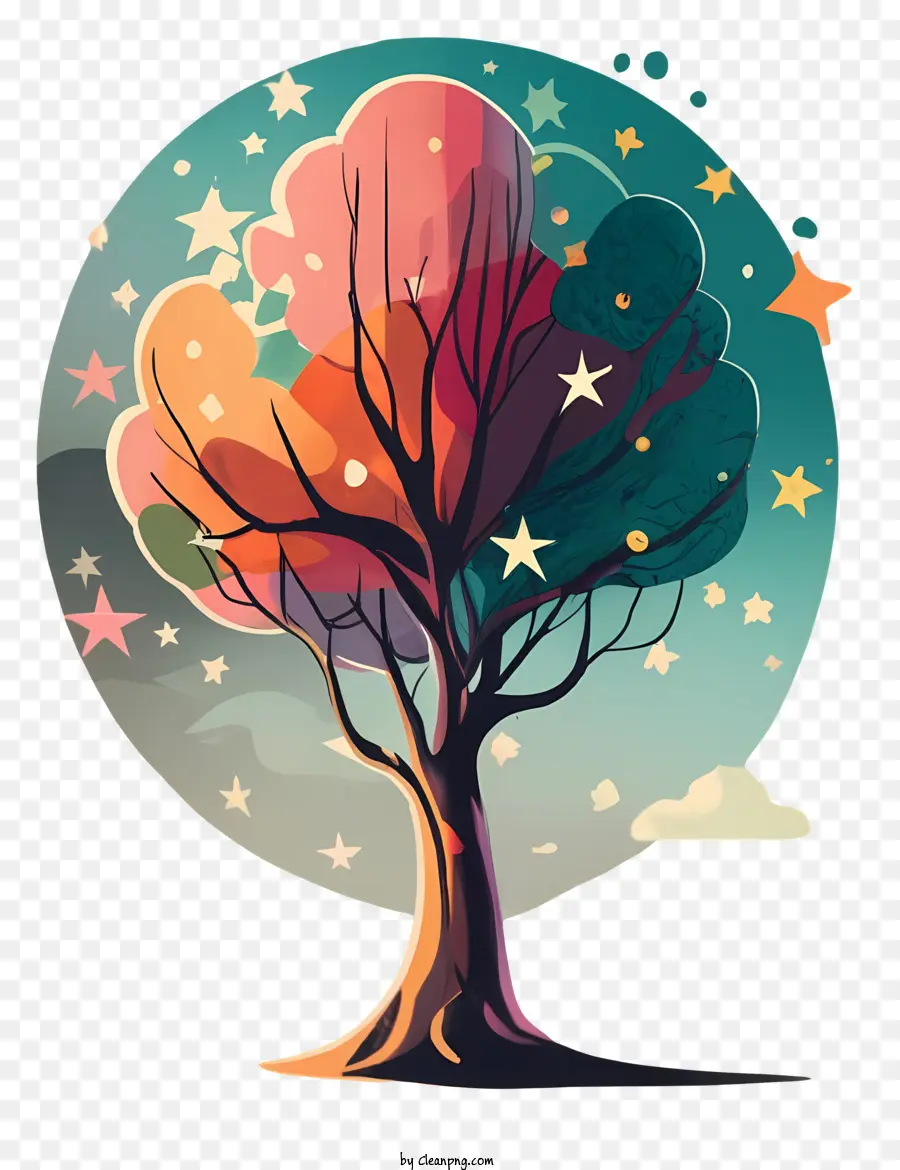 мультфильм，красочное дерево PNG