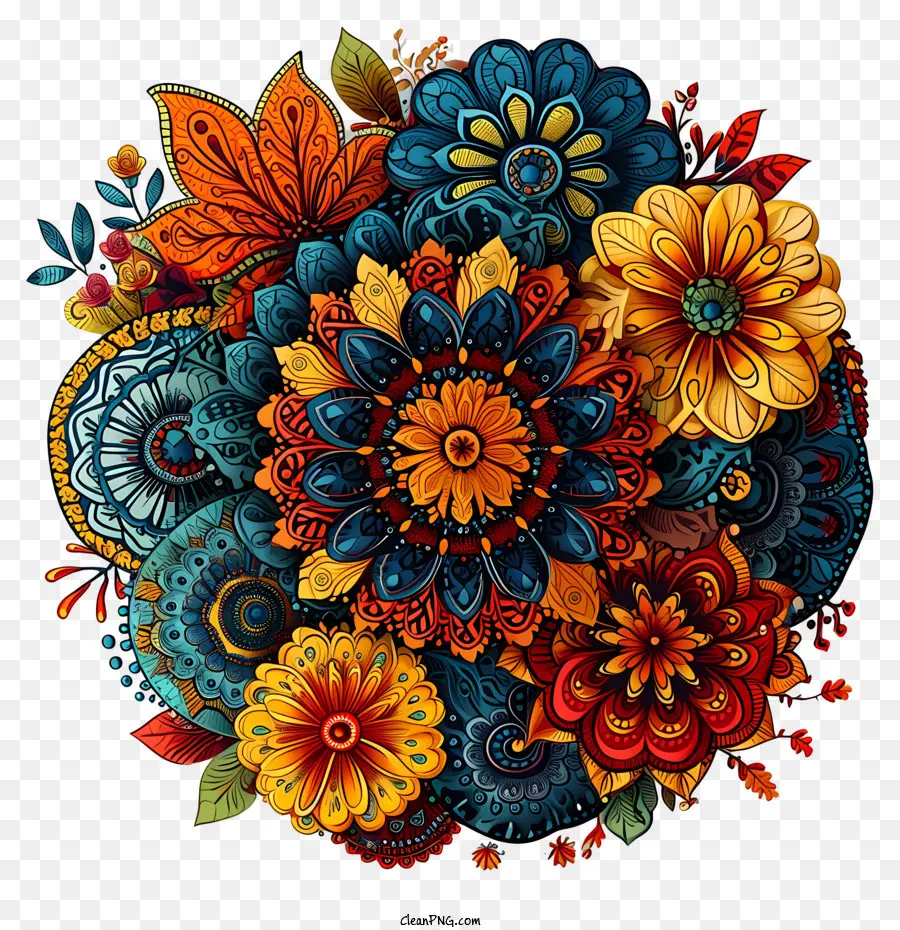 Мандала，цветочная композиция PNG