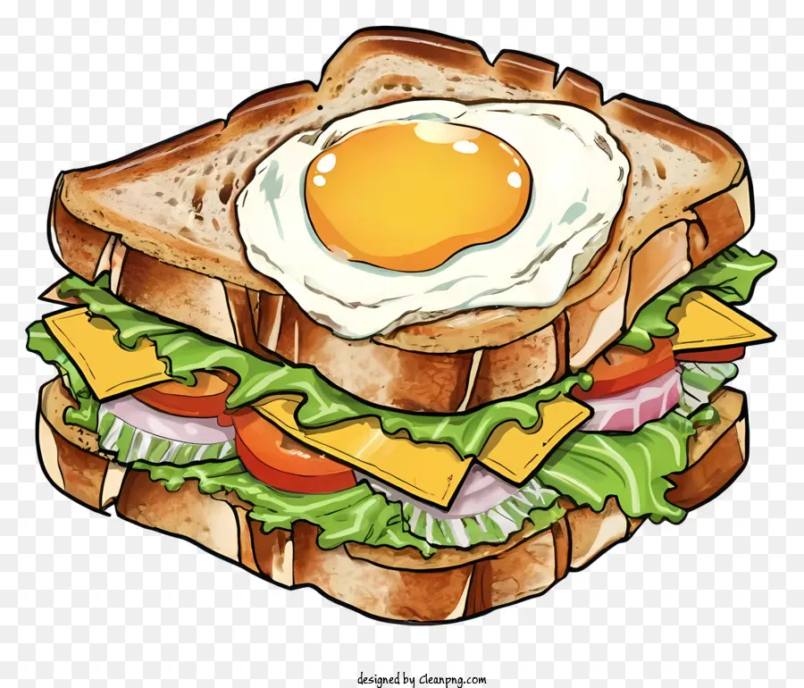 мультфильм，бутерброд с яйцом PNG