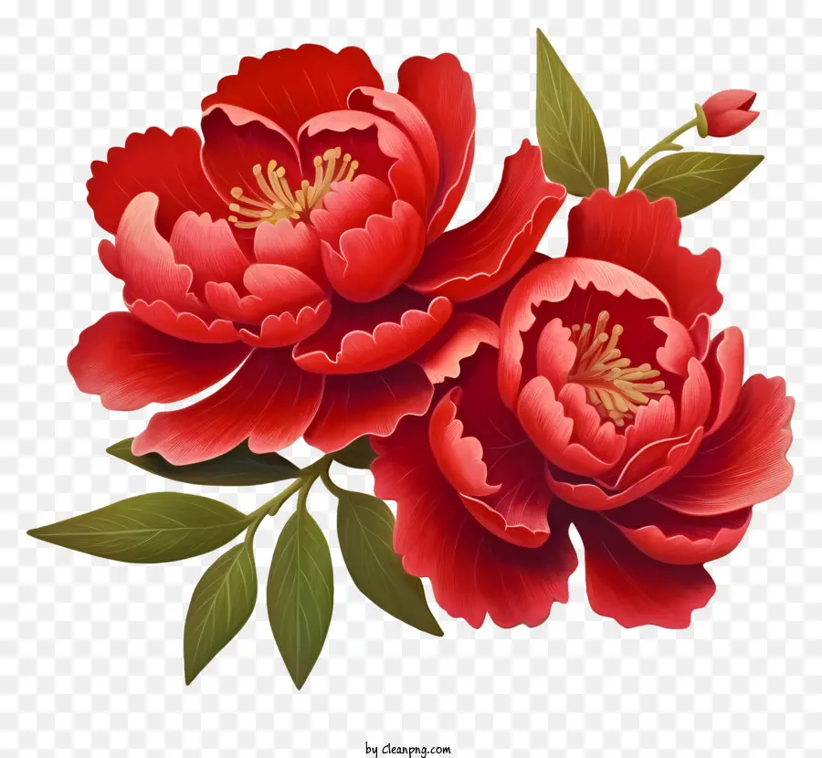 Реалистичный китайский Новый год Пион，красный пион цветок PNG