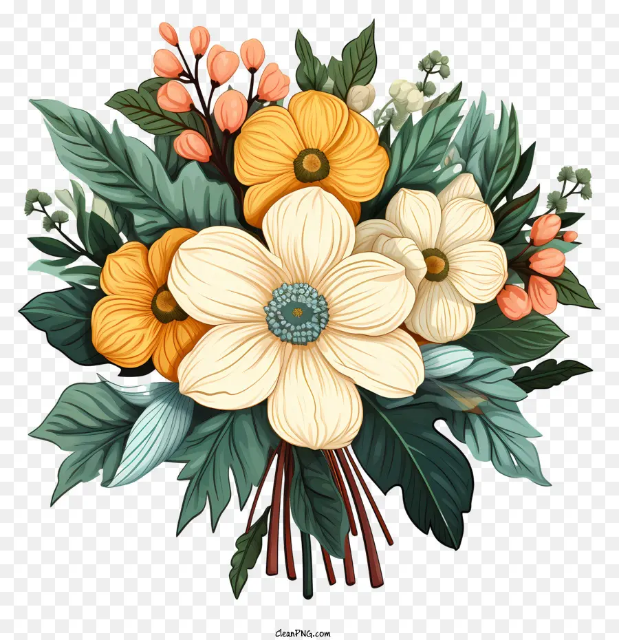 Doodle Spring Bouquet，Bouquet Of Flowers PNG