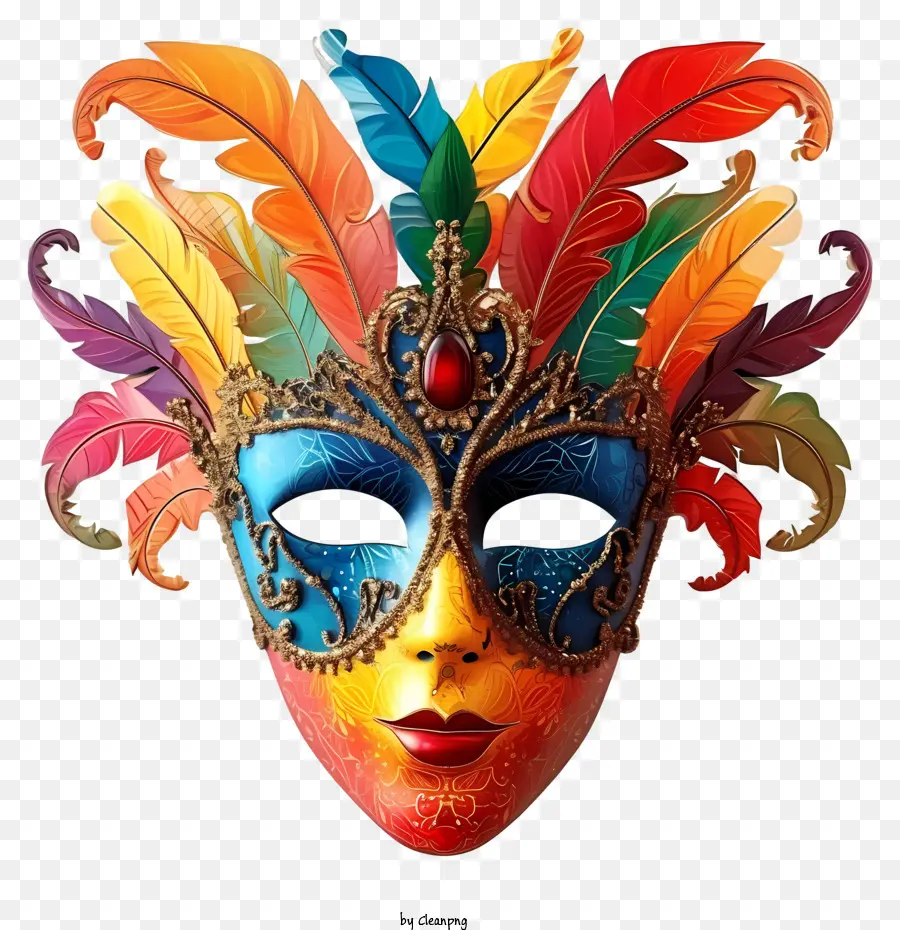плоская карнавальная маска，пернатая маска PNG