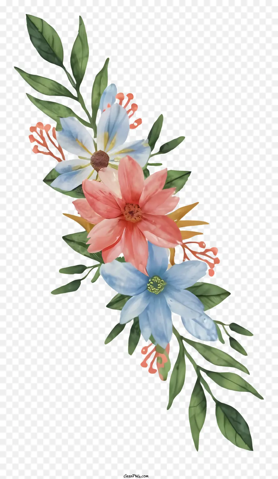 конверт，Colored Flowers PNG