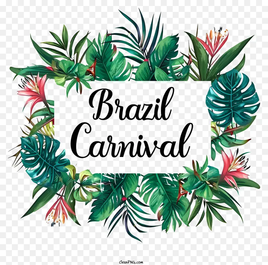 Бразилия карнавал，тропические листья PNG