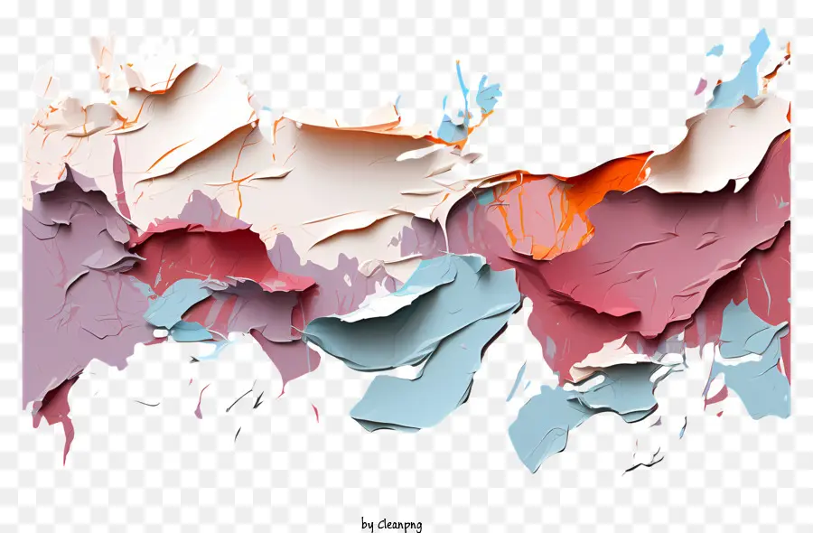 разноцветные краски разорванная бумага，Абстрактная живопись PNG