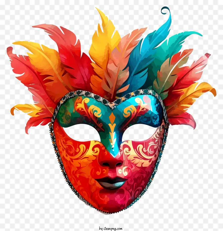 плоская карнавальная маска，перо маска PNG