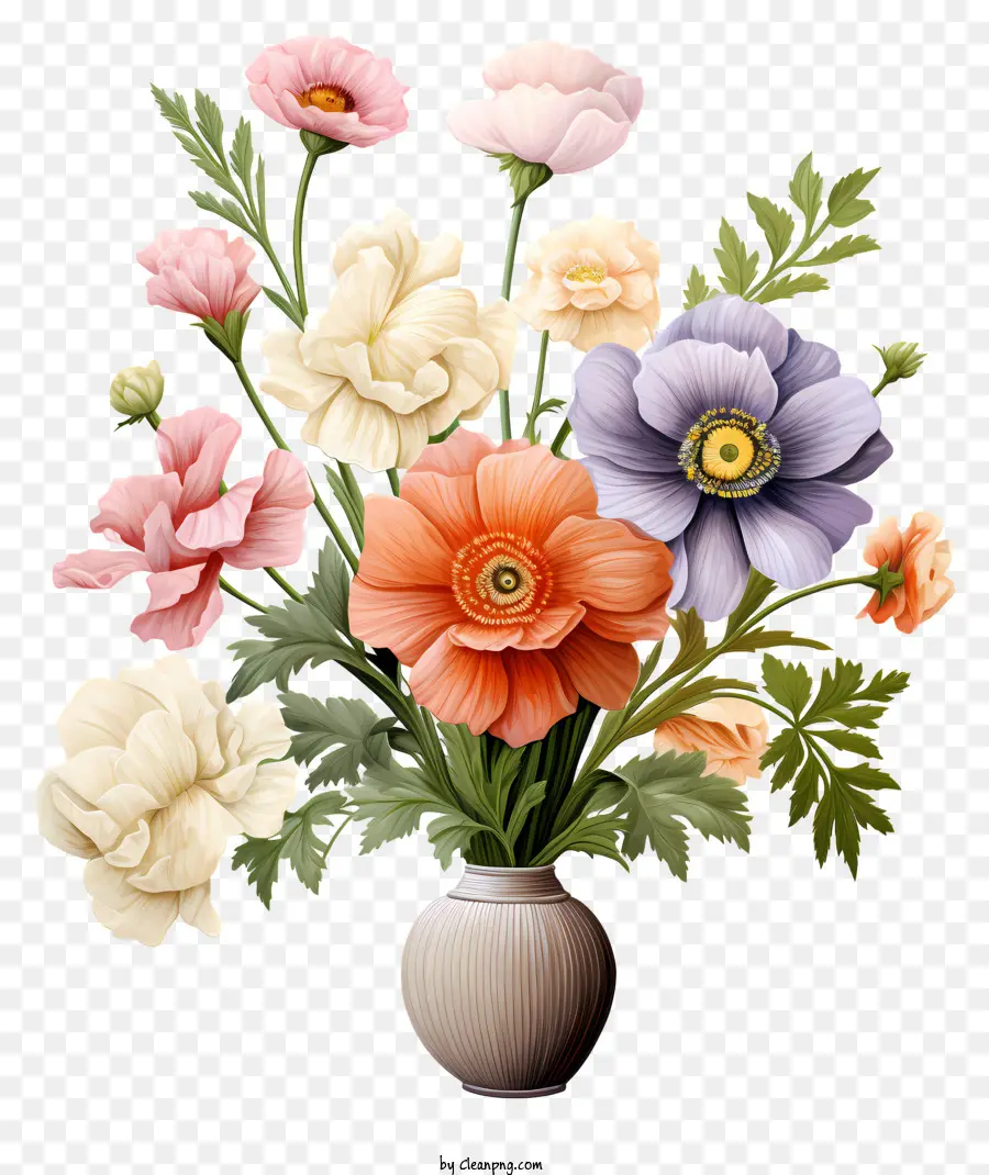 пастель весенний букет，ваза с цветами PNG