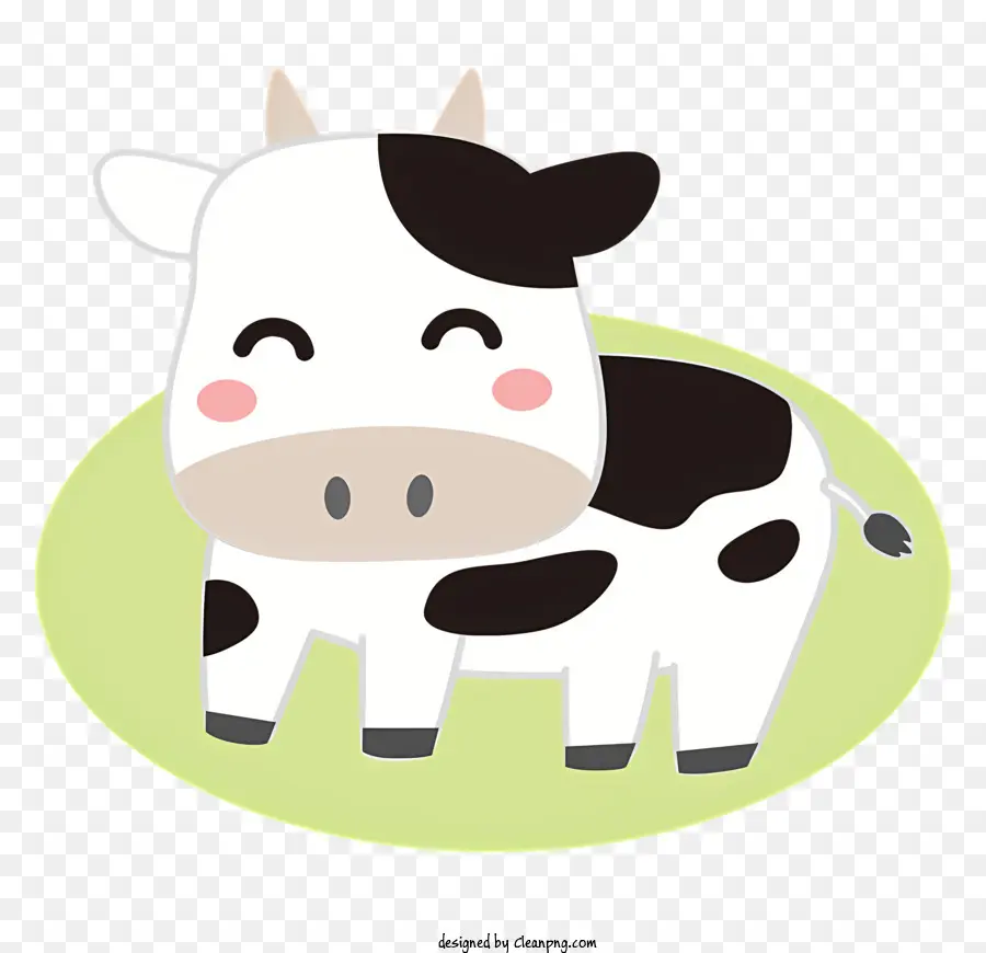 Cartoon Cow，зеленое поле PNG