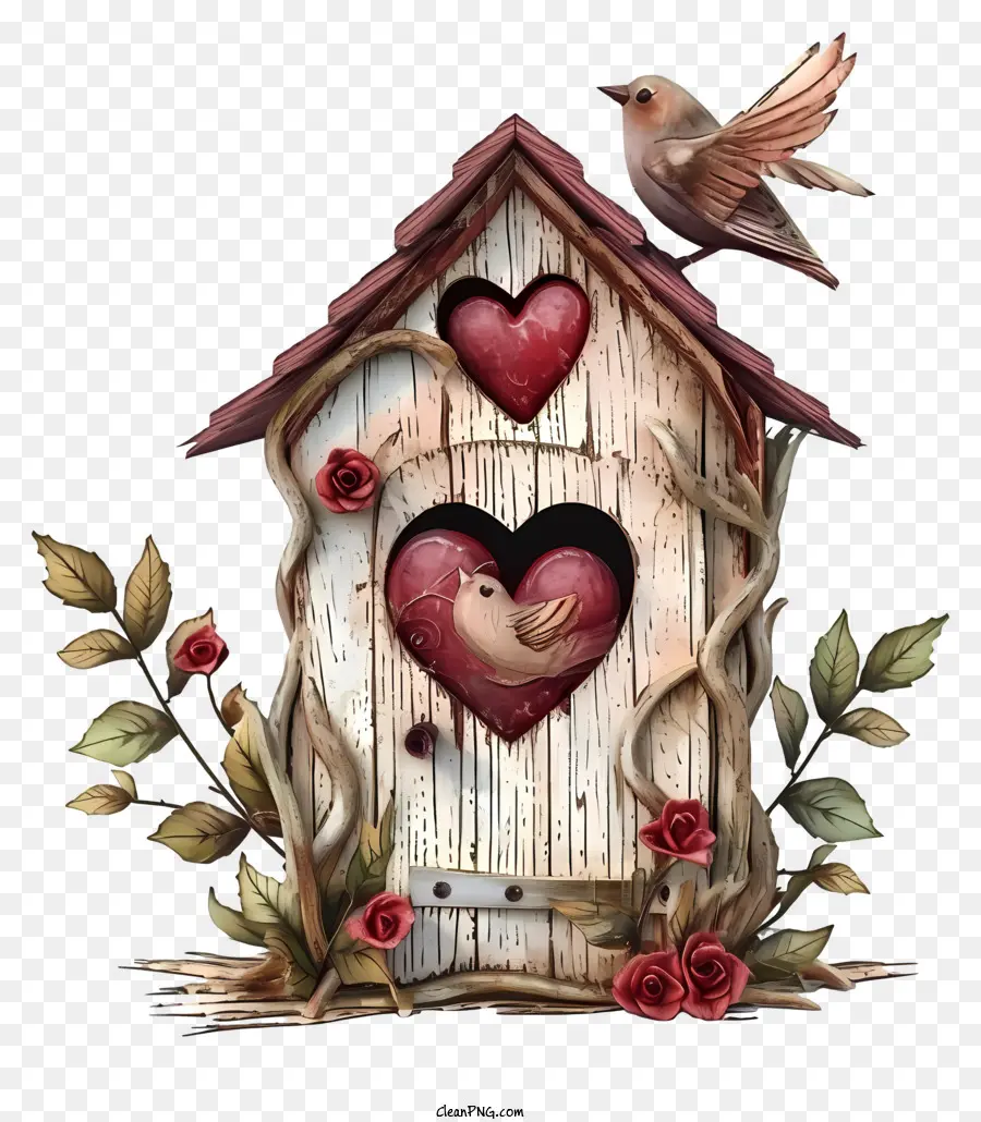 Валентинский дом птиц，деревянный скворечник PNG