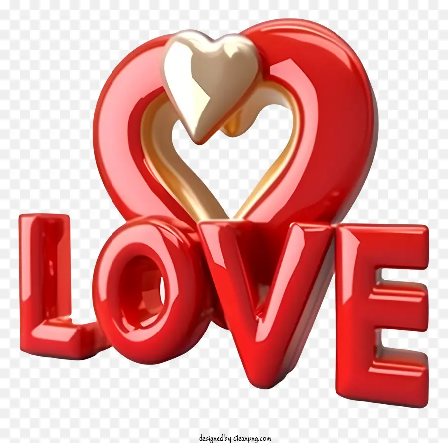 Реалистичный 3d Текст Любовь，красное сердце PNG