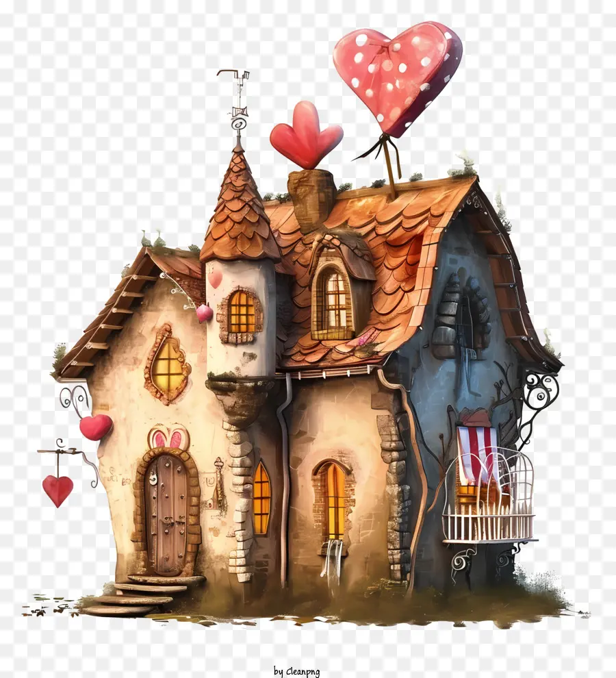 любовь дом，Сердце в форме коттеджа PNG
