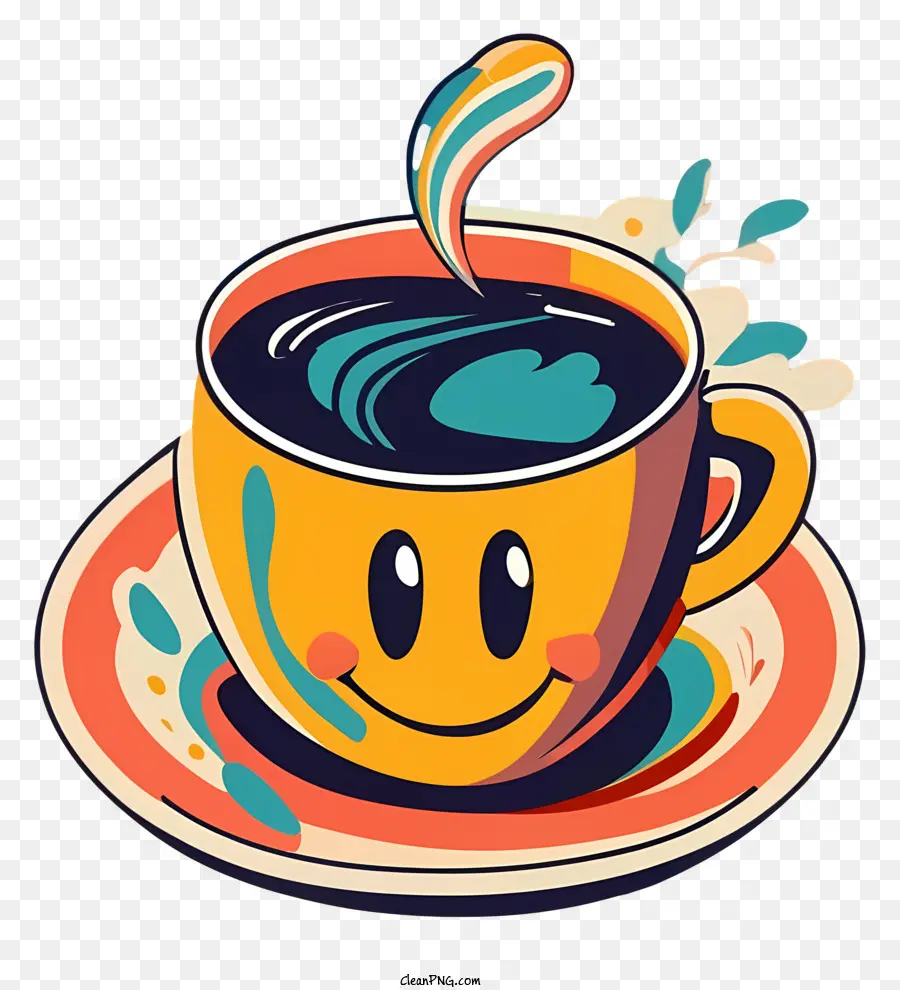 мультфильм，Улыбающаяся кофейная чашка PNG