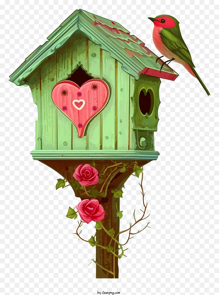 в стиле романтической иллюстрации，Валентинский дом птиц PNG