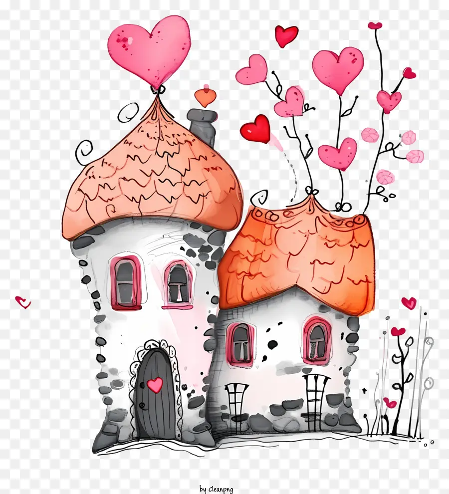 Doodle Valentine House，Маленькое здание PNG
