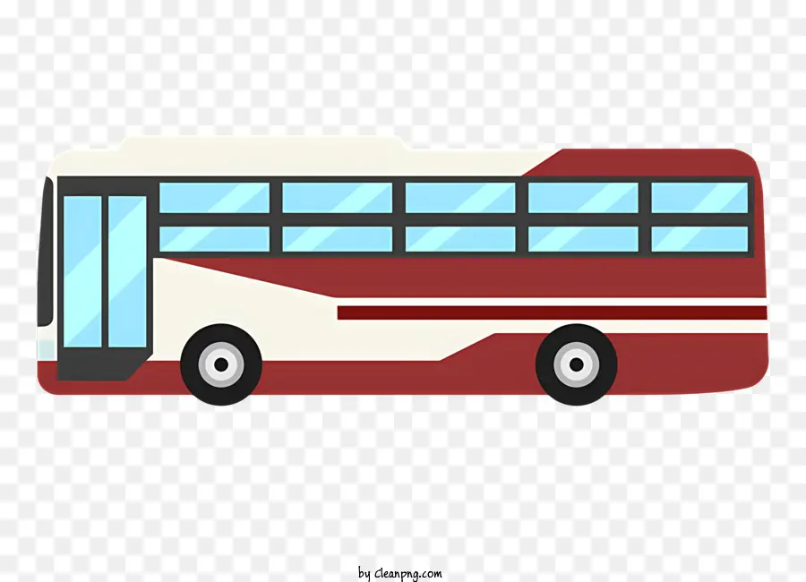 красный и белый автобус，передние окна PNG