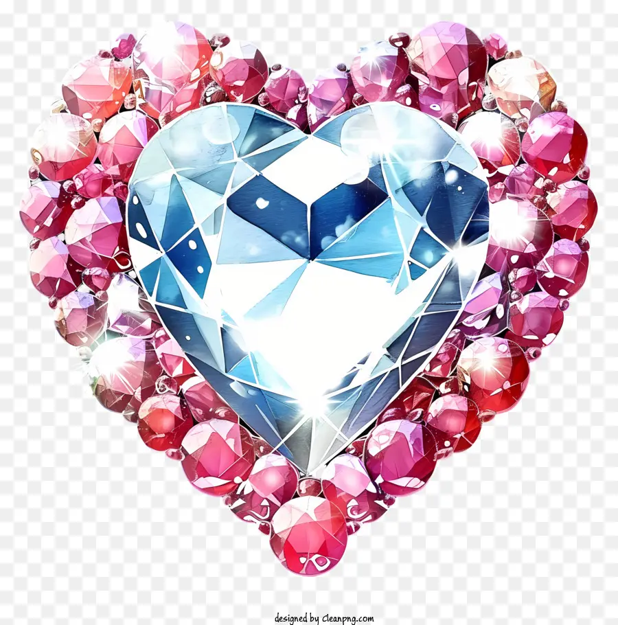 Акварельный валентирь Сердце Алмаз，Сердце в форме объекта PNG