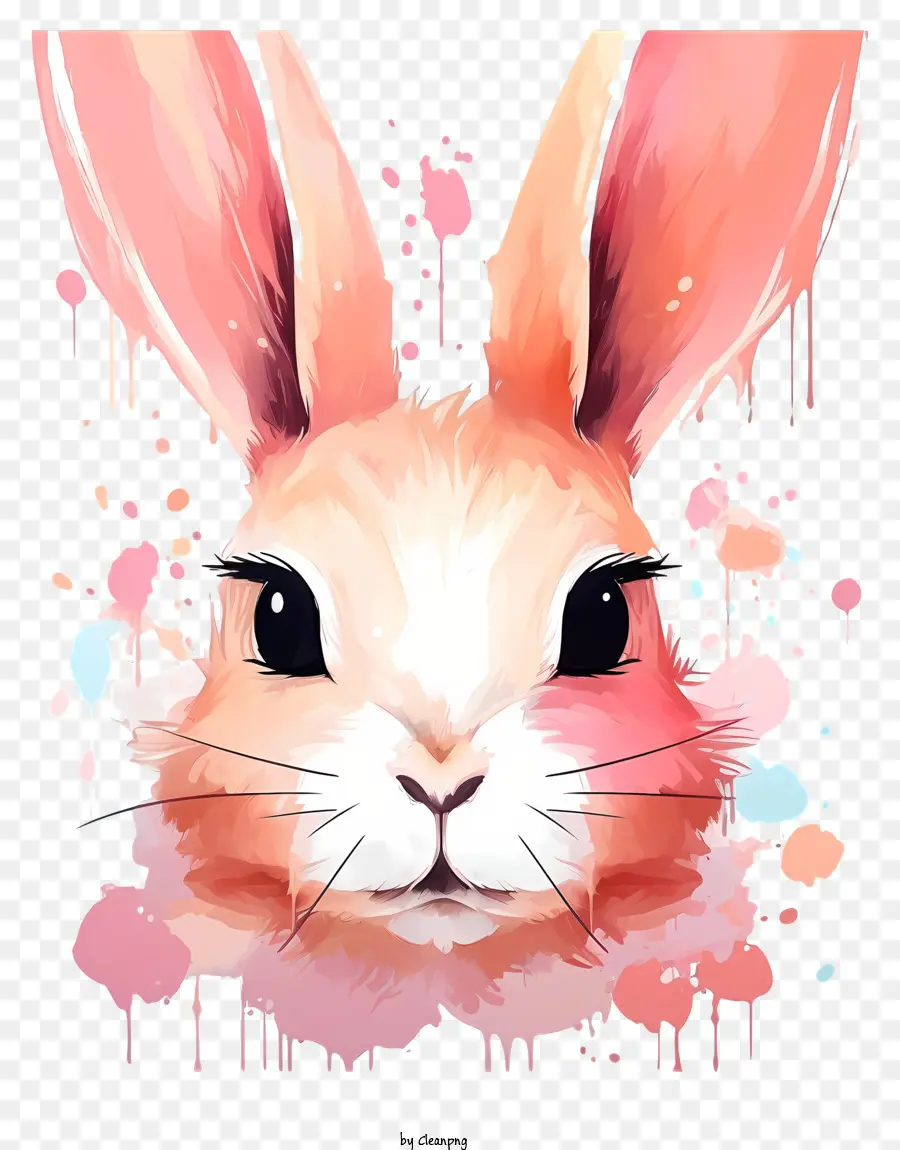 Акварельное лицо кролика，милый кролик PNG