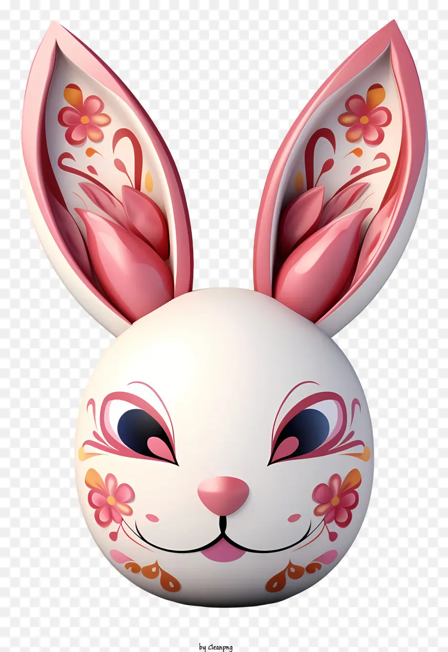 кролика уши с пасхальным яйцом，белый кролик PNG