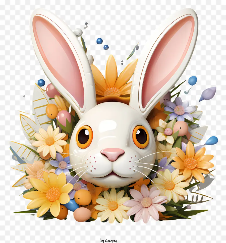 кролика уши с цветом，белый кролик PNG