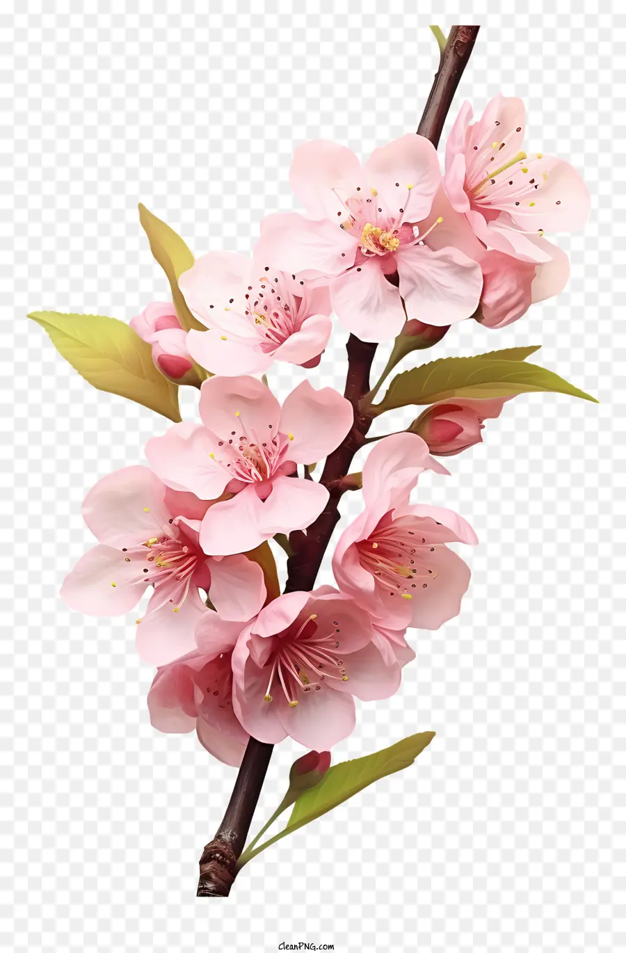 Плоская вишневая ветвь цветут，розовый цветок PNG