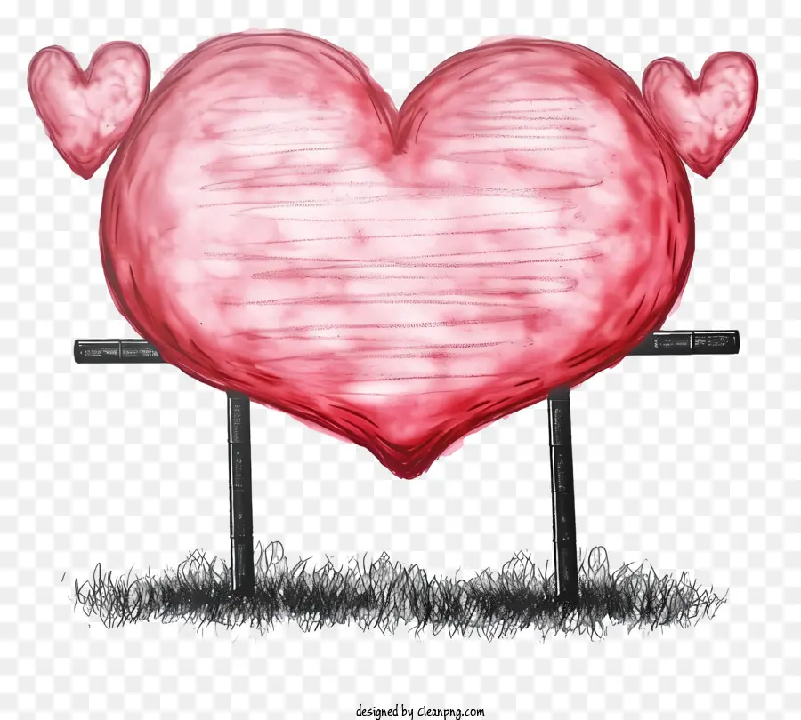 Нарисованная вручная доска для вывески Валентина，красное сердце PNG