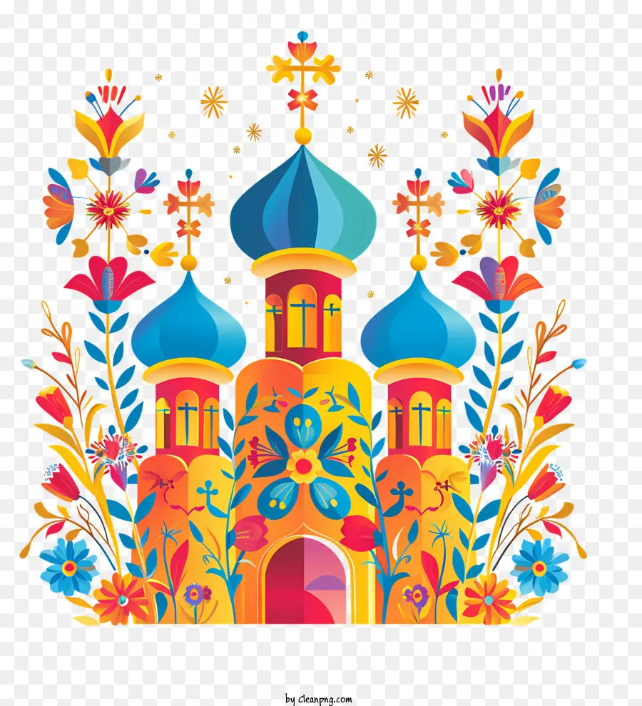 православный Новый год，Декорированная церковь PNG