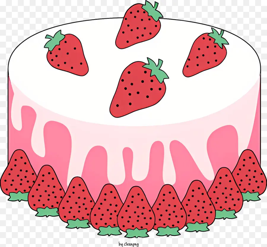 Розовый торт ко дню рождения，Клубничная глазурь PNG