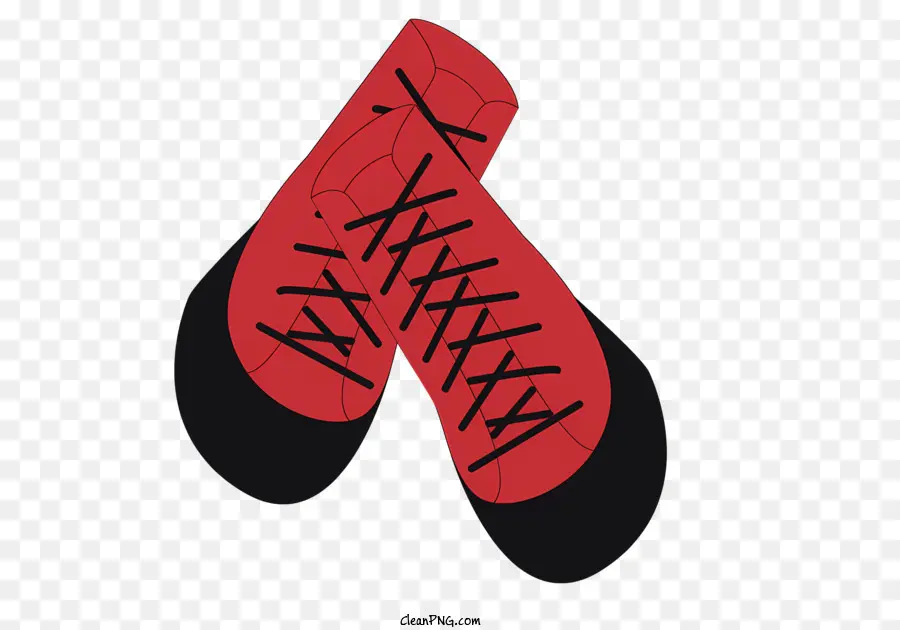 красный и черный ботинок，черные шнурки PNG
