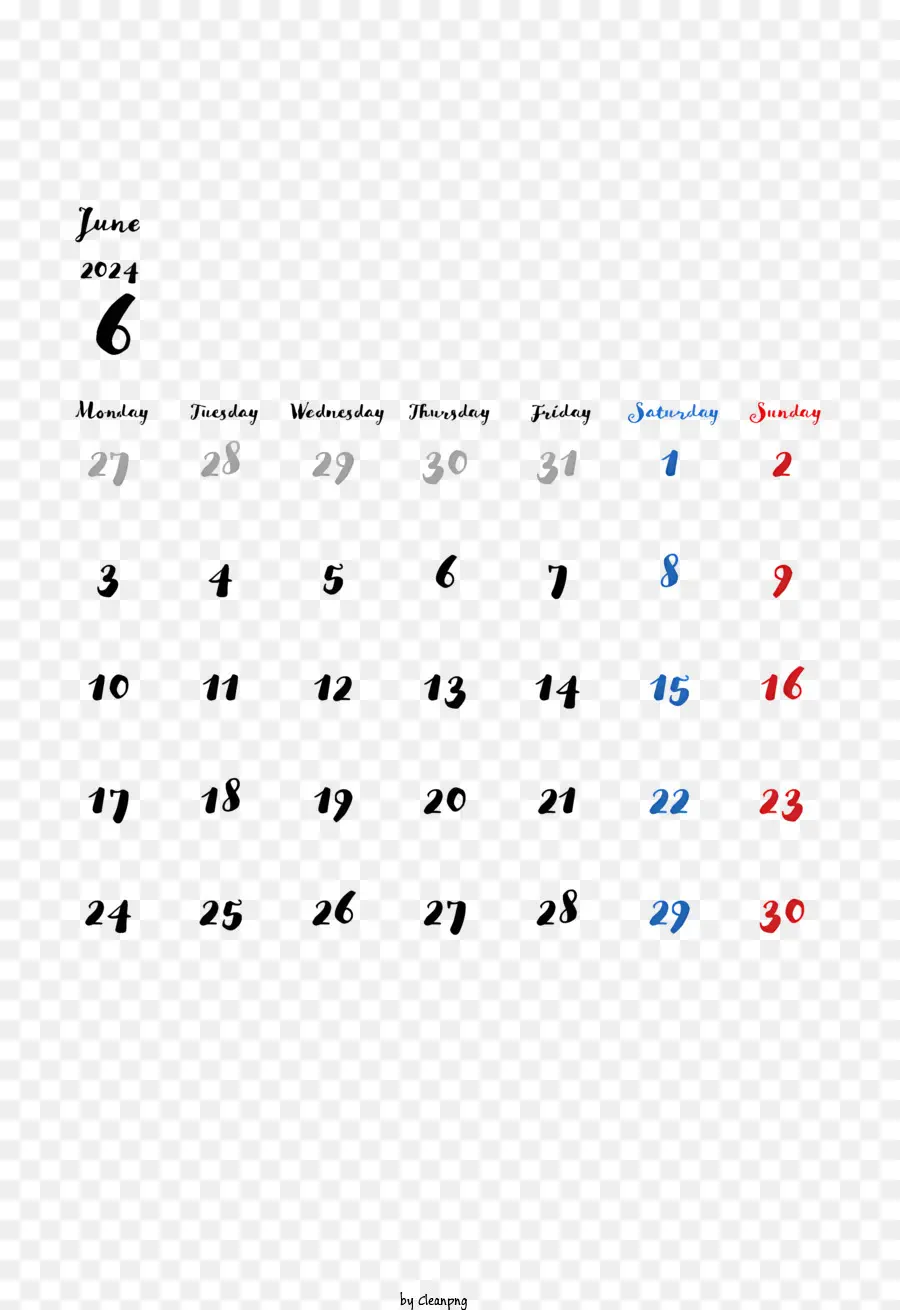 Июнь 2024 г Календарь，календарь июня PNG