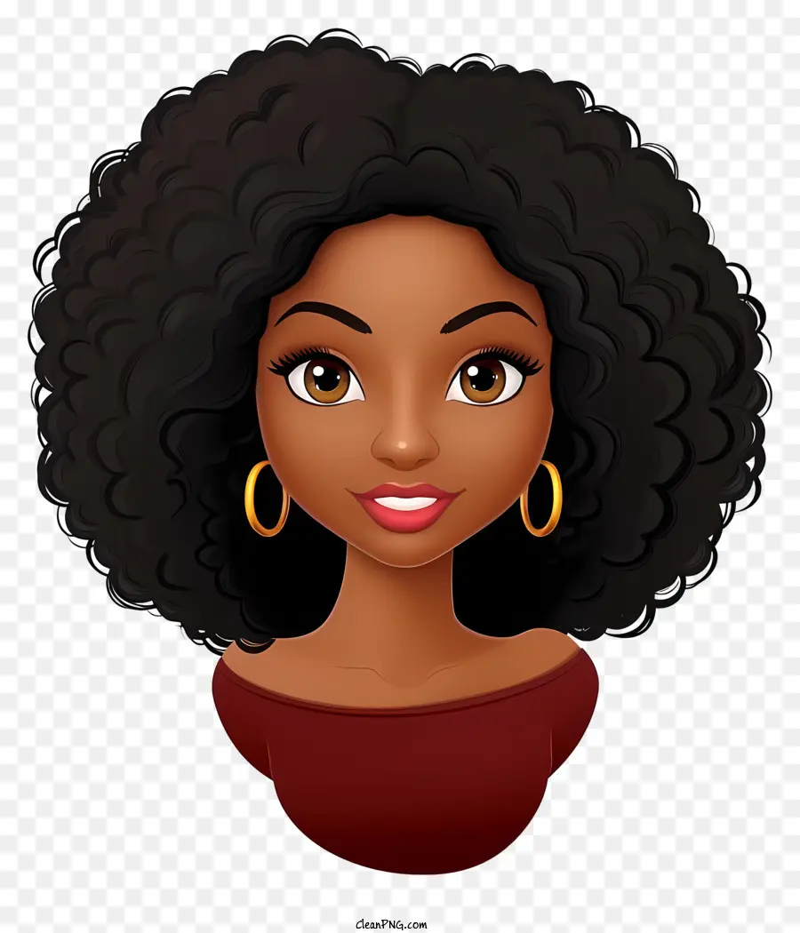Черная девушка эмодзи，Афро прическа PNG