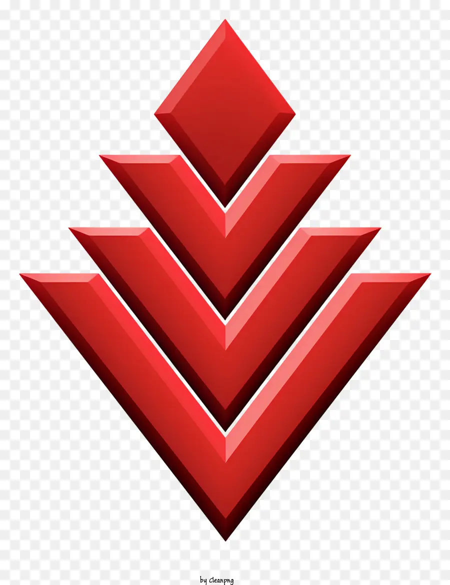 Плоская красная стрелка，Дизайн красного треугольника PNG