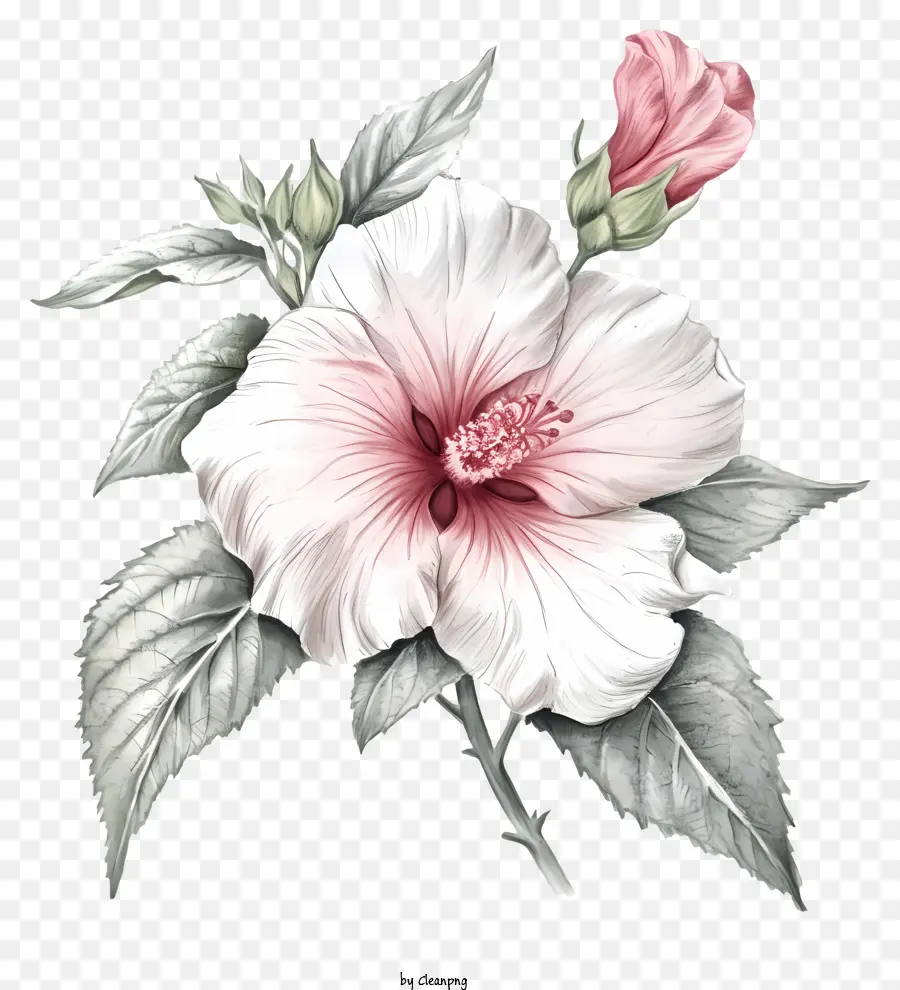 Ручная роза Шарон，Розовый цветок гибискуса PNG