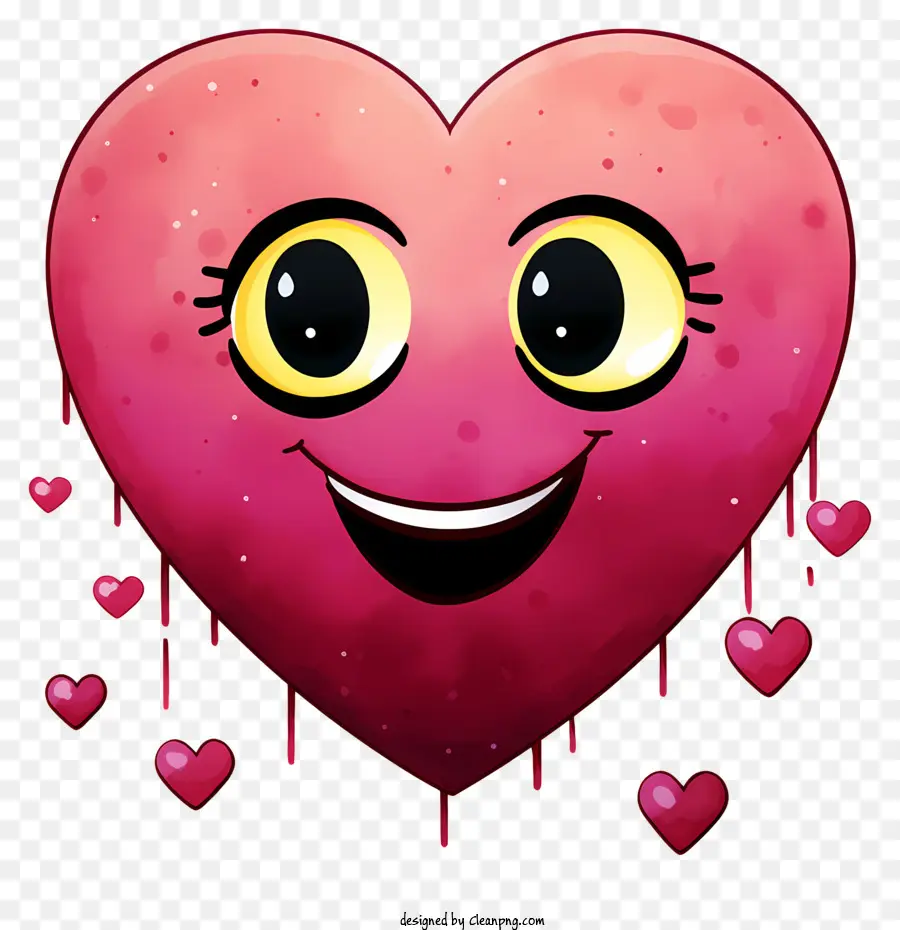 акварельный эмодзи с сердцами глазами，улыбается сердце PNG
